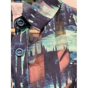 Women's Semi Sheer Shirt Mid-length Sleeves Top Blouse Size S